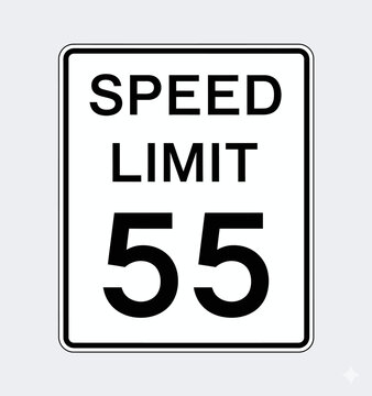 Speed Limit 55 Road Sign