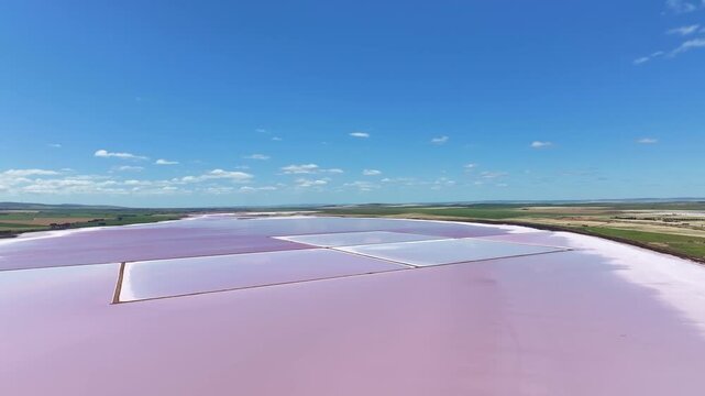 Aerial footage of Pink salt lake, Lake Bumbunga South Australia