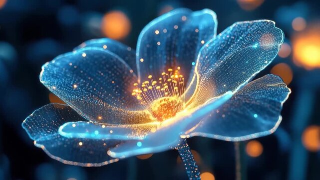 a glowing flower made of code, A shining flower crafted from code