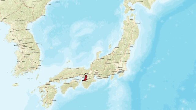 Osaka, Map showing the location of Osaka Prefecture in Japan.