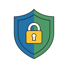 Shield and Padlock Icon Security and Protection Concept