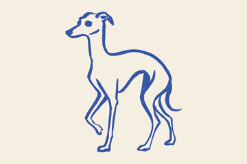 Italian greyhound dog naive line sketch vector illustration