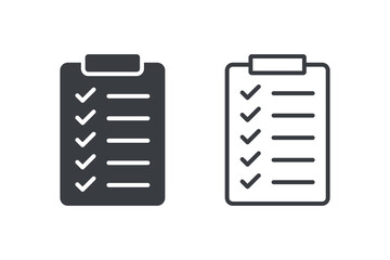 Clipboard icon. Clipboard checklist icon. Checklist icon with check marks on clipboard