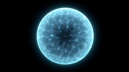 Bright luminous fractal sphere glowing with neon points on black