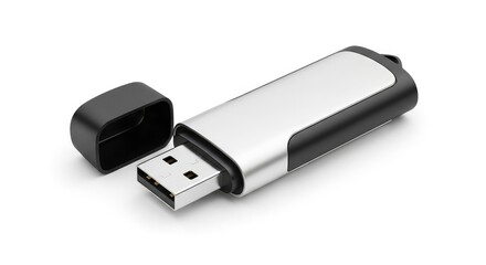 Sleek silver USB drive for secure data storage and easy file transfer, perfect for modern professionals and tech enthusiasts needing portable memory solutions