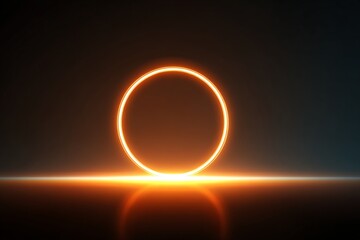 Bright radiant circle rings glowing over dark gradient background