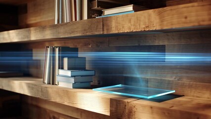 Modern Digitized Library Bookshelf Transformation Animation