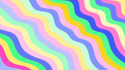 Pastel Wavy Stripes Backdrop: Fun & Groovy Retro Colorful Lines Pattern for Digital Art, Presentations, & Website Design