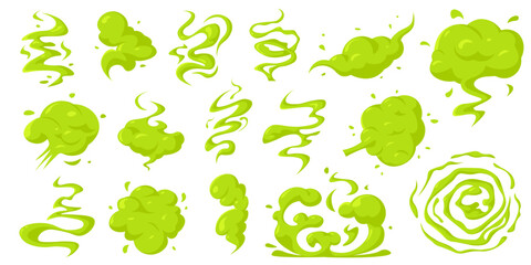Naklejka premium Bad smell clouds, green vector icons