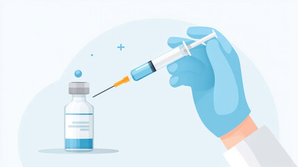 A medical professional equipped with a syringe preparing to administer a vaccine from a vial.