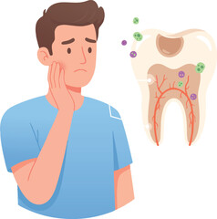 Man Suffering Toothache from Cavity Pain
