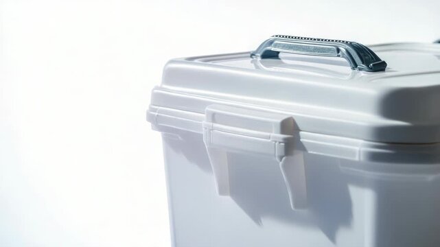 Video Close-up shot of a plastic container featuring a handle, suitable for use in various context such as storage or transportation