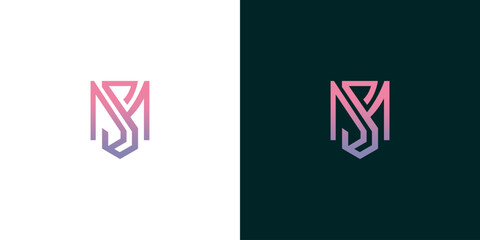 Sleek and professional MS monogram logo design, featuring initial letters intertwined within a modern shield emblem, colored with a stylish gradient, perfect for branding and corporate identity