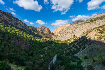 Fototapeta premium Baetic mountain surrounding Caminito del Rey walkway path in Spain