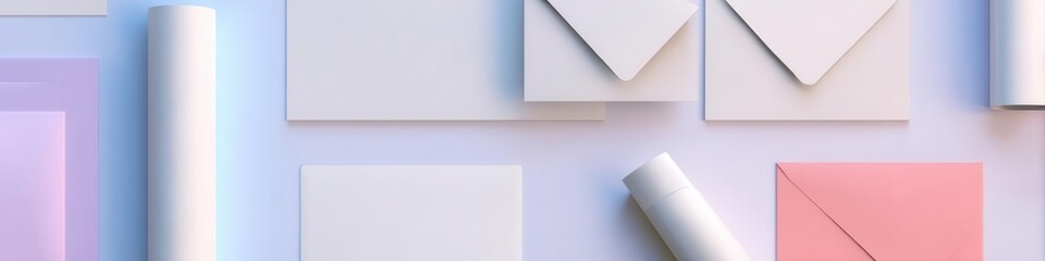 Abstract Pastel Composition Envelopes and Geometric Shapes