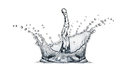 Stunning water splash creates a dynamic crown shape, perfect for showcasing purity, freshness, and hydration in advertising or design projects