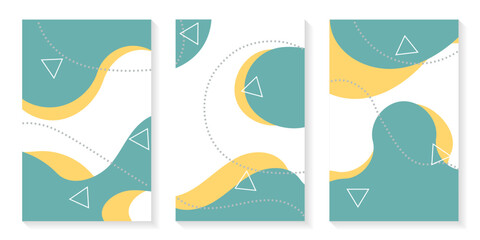 Naklejka premium collection of abstract background with green, yellow fluid shapes , for poster. banner, web design, header, cover, billboard, brochure, social media, landing page