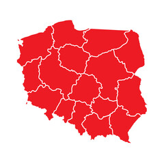 Abstract Red Poland Map with Cities