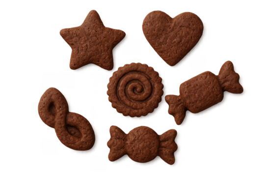 Various decorated gingerbread cookies with different shapes