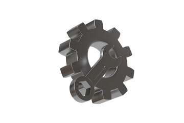 3d wrench and gear settings icon. settings maintenance concept. minimal cartoon gear wrench tool icon for app icon web banner. isolated on white background. 3d render.
