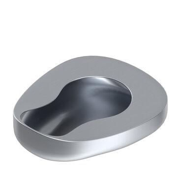 3D rendering illustration of a stainless steel bedpan