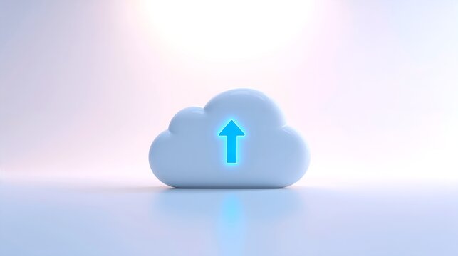 cloud uploading concept with the blue arrow