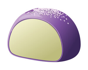 Whole purple berry mousse cake with white icing and green mint leaf garnish - Vector Illustration © powdesign