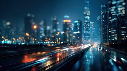 Obraz premium Night city street blur