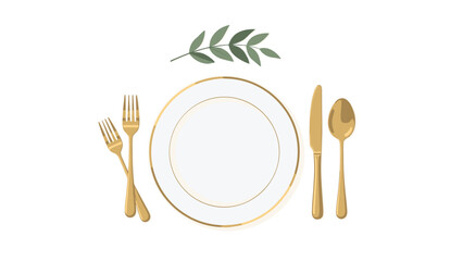 Elegant gold cutlery and plate setting for sophisticated dining occasions adds a touch of class to any event or design project beautifully