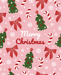 Pattern of New Year's elements on a light pink background.