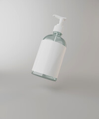 Glass Soap Bottle levitation Mockup