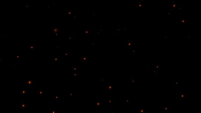 Fire embers animation with alpha channel, glowing orange sparks floating gently and fading naturally, hot ember particles isolated on transparent background for realistic fire overlay