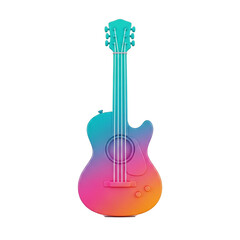 A vibrant, colorful acoustic guitar with a gradient finish, isolated on white.