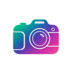 A vibrant, colorful, and detailed 3D rendering of a digital photography device, isolated on white.
