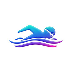 A vibrant illustration of a swimmer gracefully gliding through the water, stylized with a gradient.