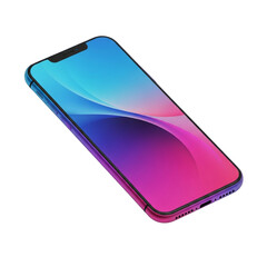 A modern smartphone with a vibrant gradient display, angled on a white background.