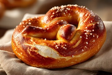 Golden Brown Pretzel with Coarse Salt Sprinkles baked Image