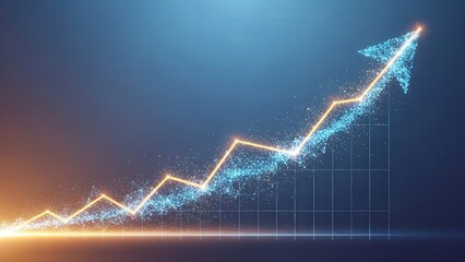 Digital chart with glowing arrows indicating rising investments