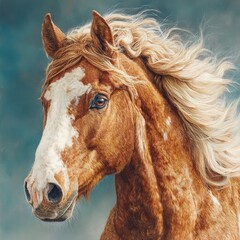 Obraz premium Beautiful brown horse with white mane and striking eyes in a dramatic portrait