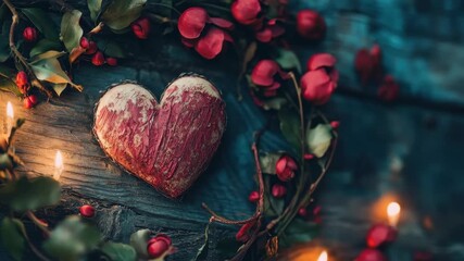 Rustic Valentine's Day, rustic Valentine's Day setting featuring wooden decor - Powered by Adobe