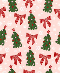 Pattern of New Year's elements on a light pink background.