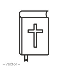 Bible icon. Book with cross. Holy Scripture illustration.