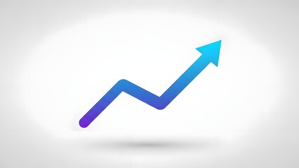 Gradient arrow pointing upwards indicating growth and success on white background
