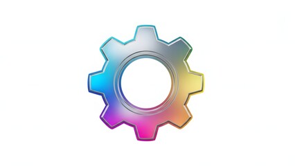 Colorful gear icon with gradient effect on white background for settings