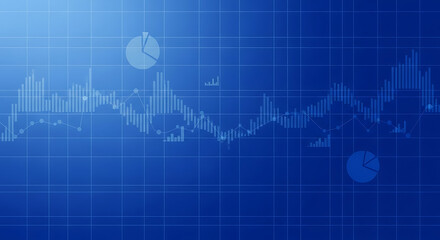 Abstract Blue Finance Background Showing Stock Market Data Charts and Business Analytics Graphs