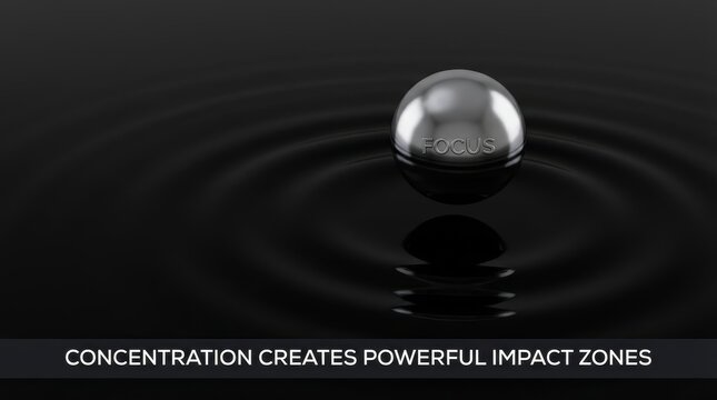 Metal sphere creates ripple on dark water