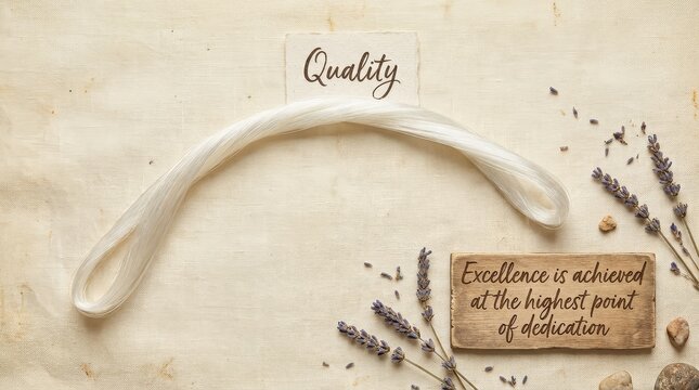 Quality excellence with lavender sprigs and elegant script - Powered by Adobe