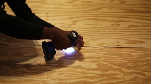 Man builds a skateboard half pipe 