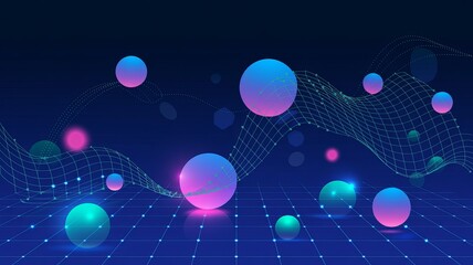 Abstract representation of nanotechnology with blue and purple glowing particles