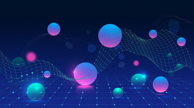 Abstract representation of nanotechnology with blue and purple glowing particles